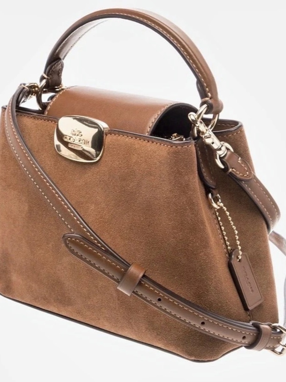 Coach Suede Top Handle Handbag in Brown - Picture 2 of 4